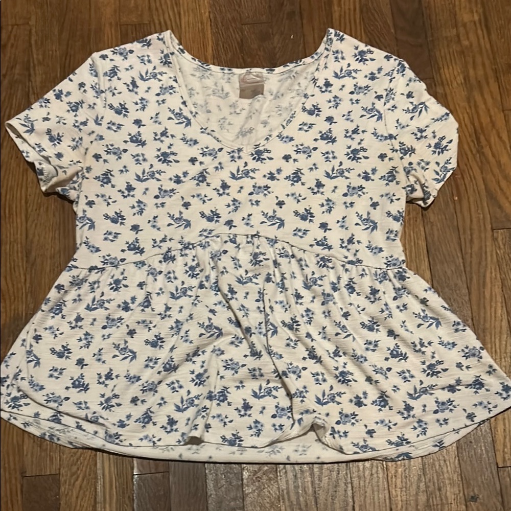 No Boundaries Blue Floral Women's Blouse